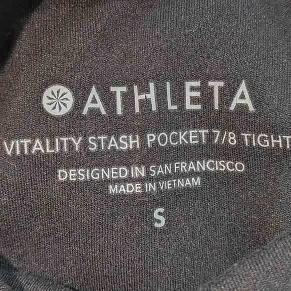 Athleta Vitality Stash Pocket 7/8‎ Legging Size Small Black Performance Yoga - Picture 3 of 6